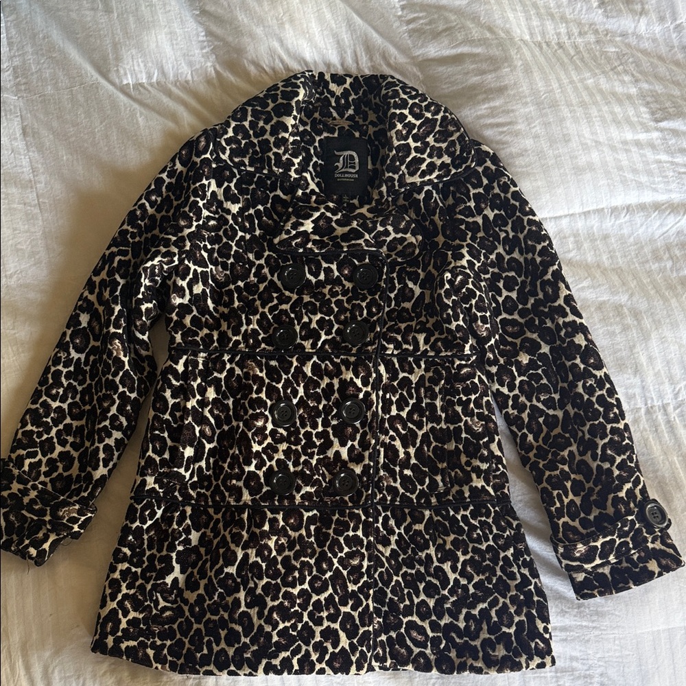 GORGEOUS Dollhouse Animal Print Double-Breasted Pea Coat